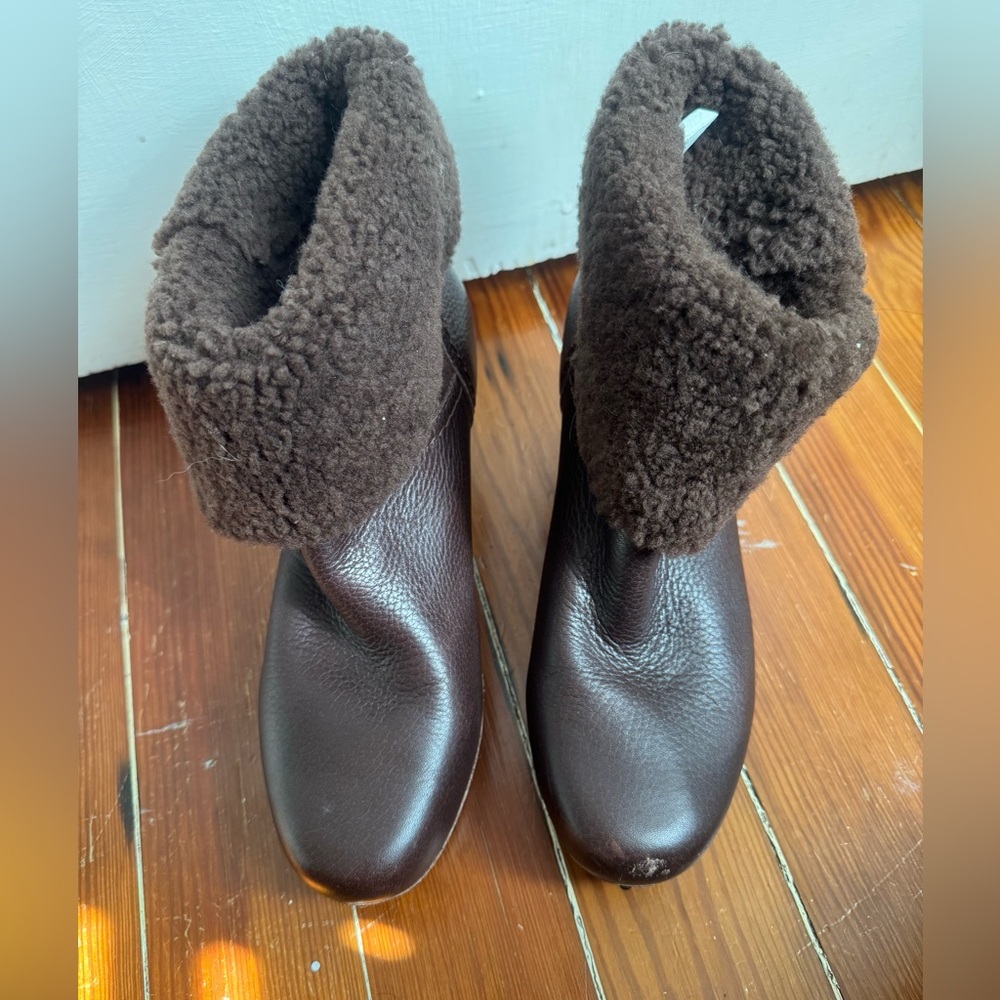 UGG Brown Sheepskin lined wood heel with metal stud work “Lynnea” Boots - Picture 14 of 16